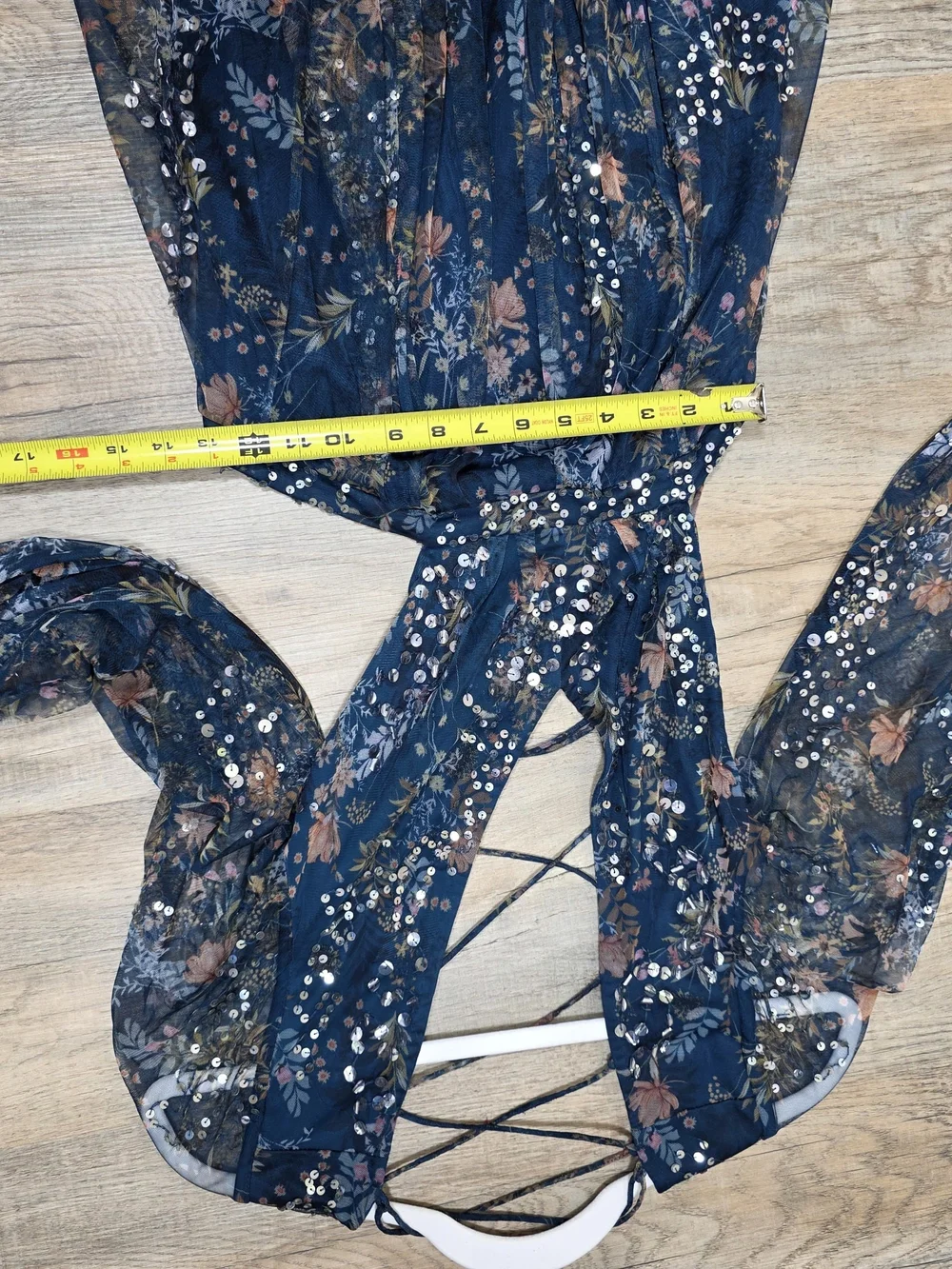 LEENA FOR MAC DUGGAL BLUE FLORAL GOWN SIZE 8 MSRP $598